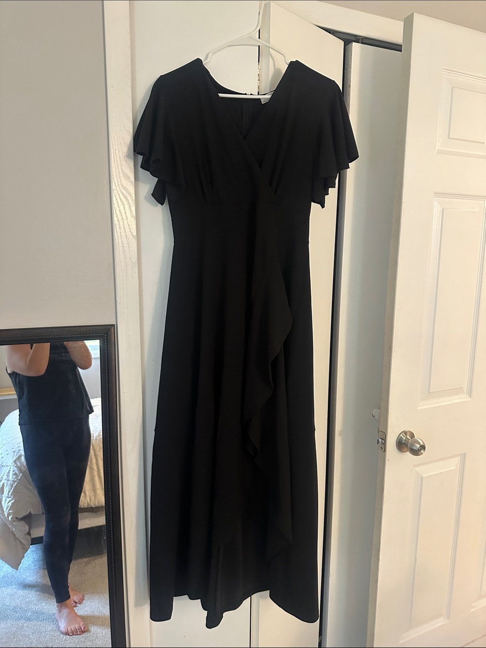Amazon Black Flutter-Sleeve Wrap Maxi Dress